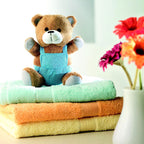 Branded Bear Plush with Colourful Outfit in use