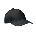 Branded 5 Panel Cotton Twill Baseball Cap 160gsm in Black