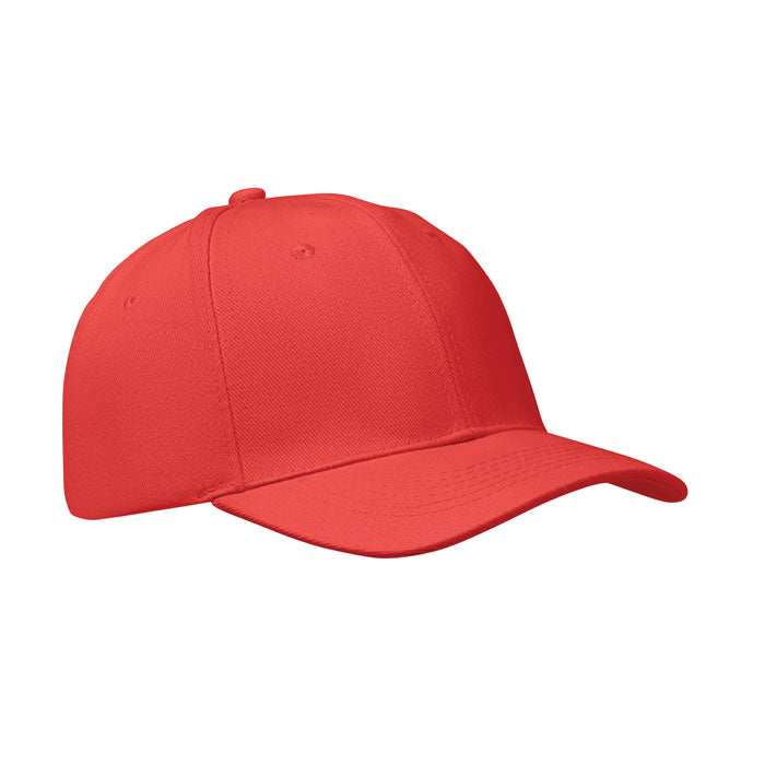 Branded 6 Panel Brushed Cotton Baseball Cap 260gsm in Red