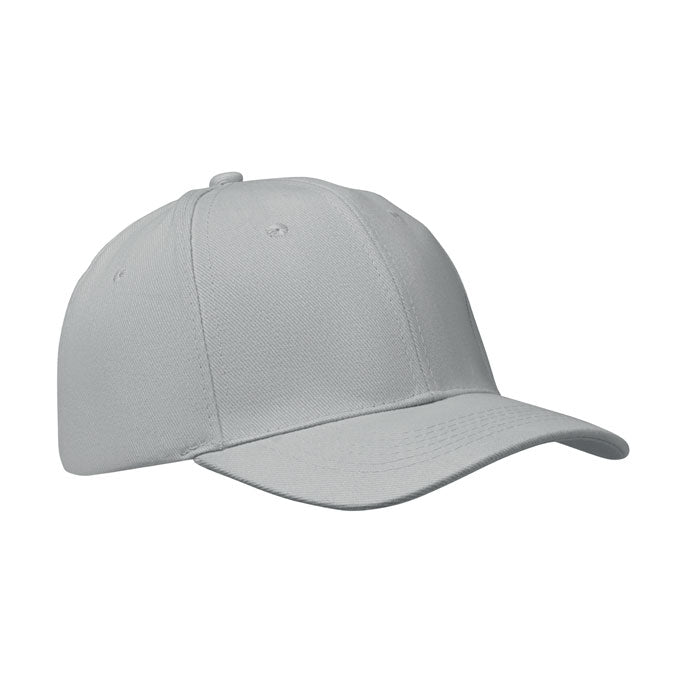 Branded 6 Panel Brushed Cotton Baseball Cap 260gsm in Grey
