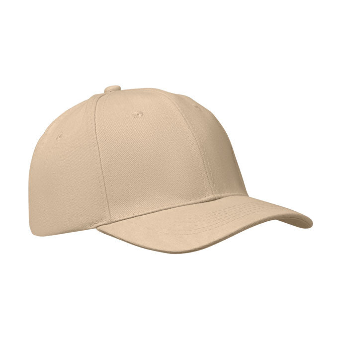 Branded 6 Panel Brushed Cotton Baseball Cap 260gsm in Brown