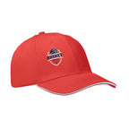 Branded 6 Panel Brushed Cotton Baseball Cap 260gsm in Red