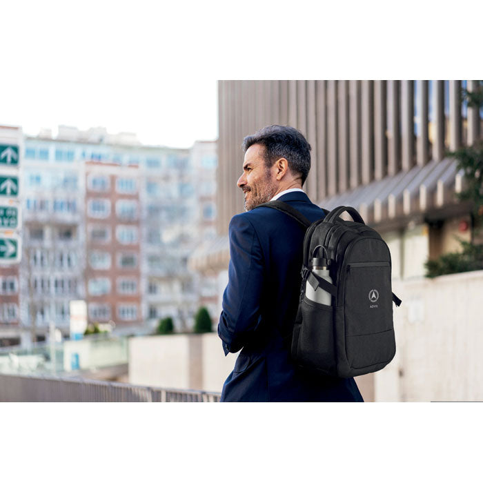 Branded 600D RPET Laptop Backpack in use