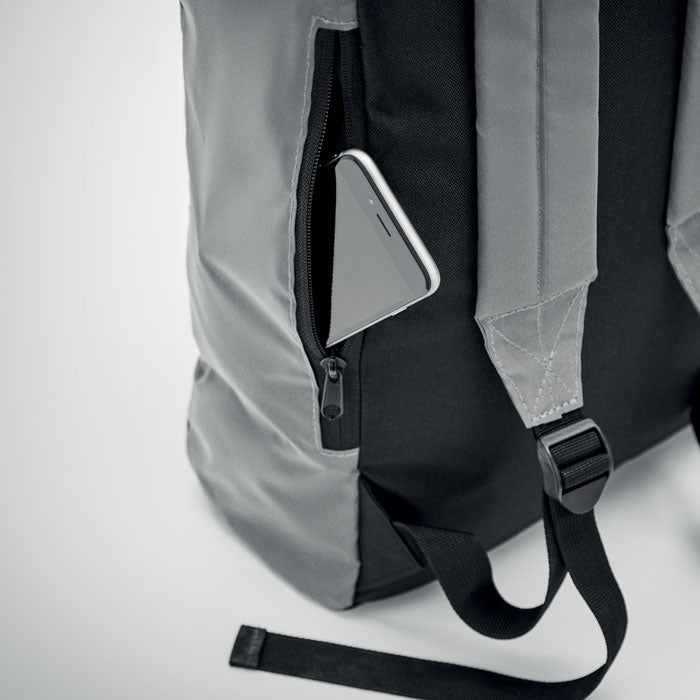 Branded Reflective Rolltop Backpack without branding