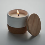Branded Fresh Linen Candle in Stoneware Jar with Cork Base without branding