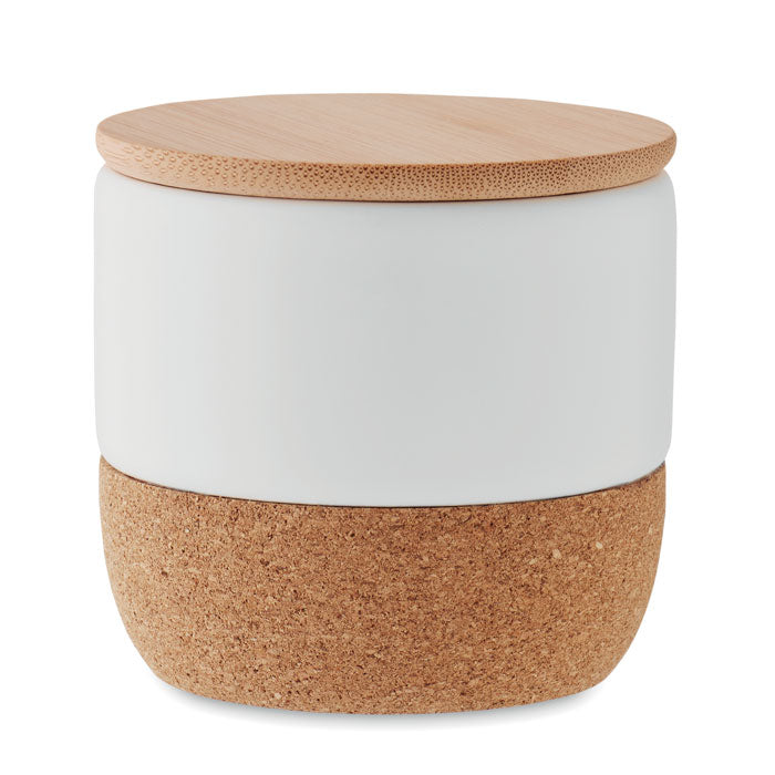 Branded Fresh Linen Candle in Stoneware Jar with Cork Base without branding