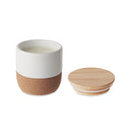 Branded Fresh Linen Candle in Stoneware Jar with Cork Base