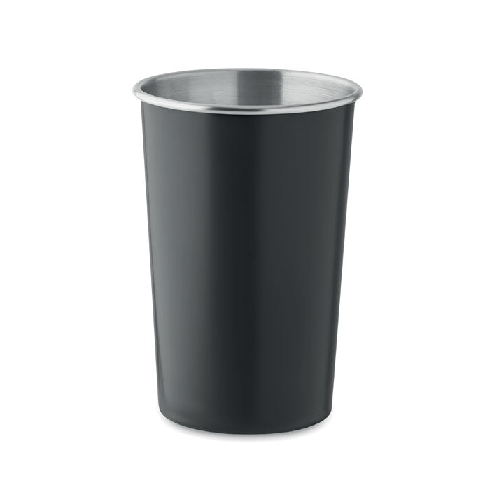 Branded Reusable Recycled Steel Cup in Black