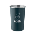 Branded reusable recycled steel cup, printed