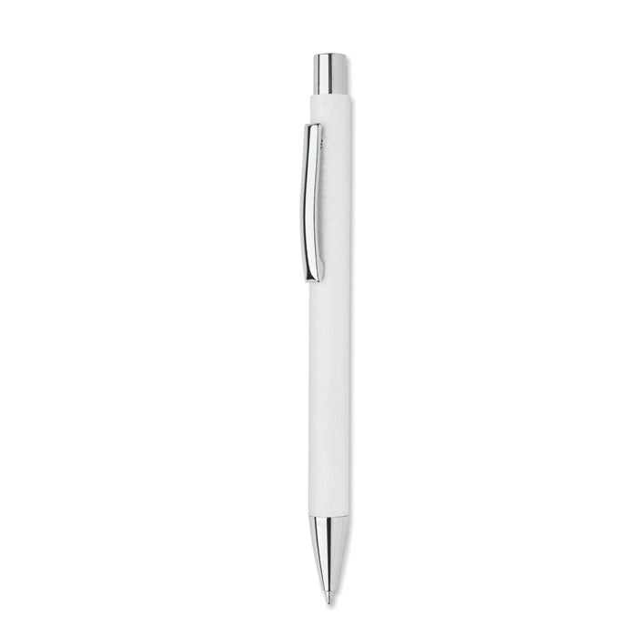Branded Recycled Paper Push Button Pen in White