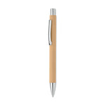 Branded Recycled Paper Push Button Pen in Brown