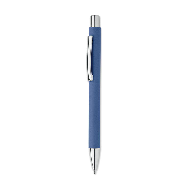 Branded Recycled Paper Push Button Pen in Blue