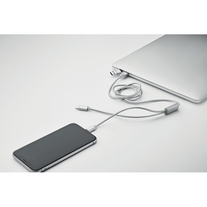 Branded 2 in 1 Long Aluminium Charging Cable without branding