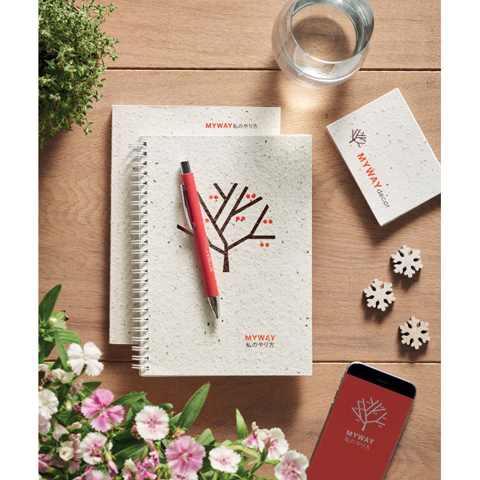 Branded A5 Seed Paper Cover Notebook in use
