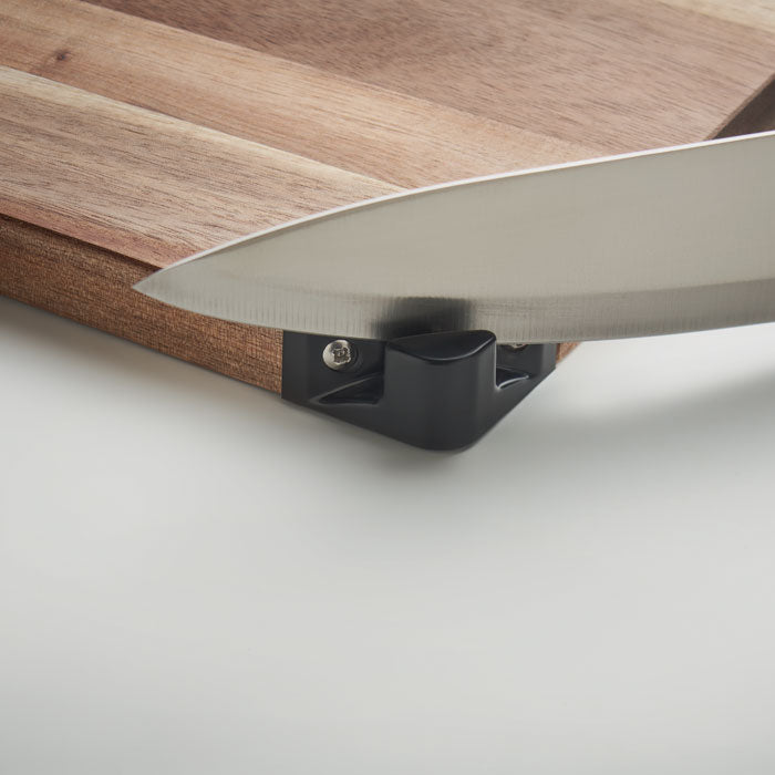 Branded Acacia Wood Cutting Board with Knife Sharpener without branding