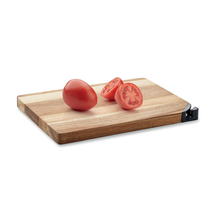 Branded Acacia Wood Cutting Board with Knife Sharpener without branding