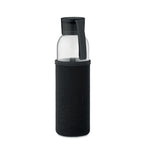 Branded Recycled Glass Bottle with Neoprene Pouch in Black