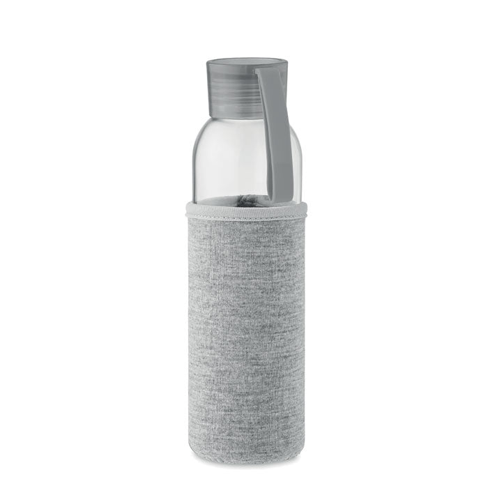 Branded Recycled Glass Bottle with Neoprene Pouch in Grey