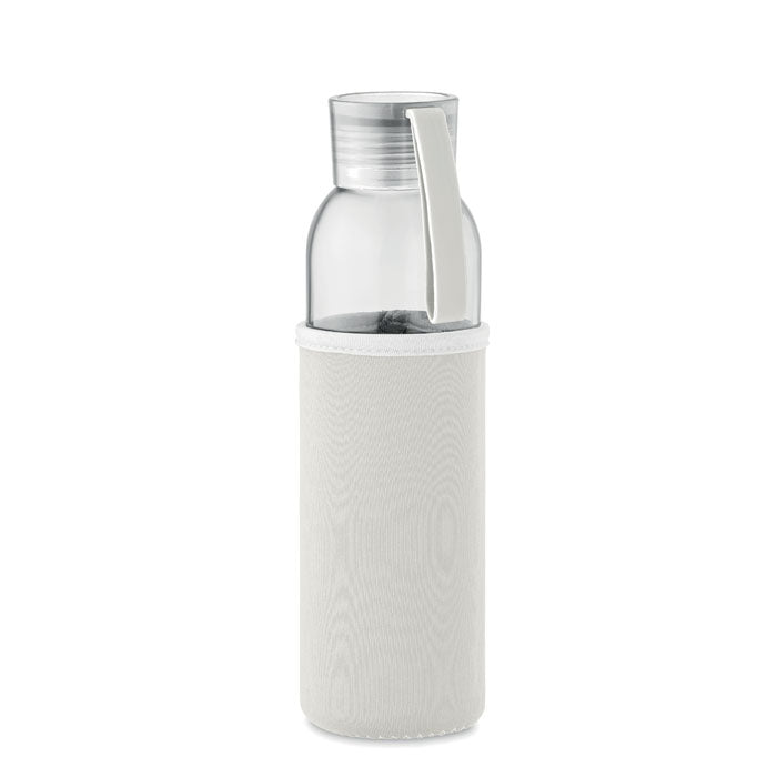 Branded Recycled Glass Bottle with Neoprene Pouch in Brown