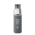 Branded Recycled Glass Bottle with Neoprene Pouch in Grey