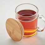 Branded Recycled Glass Mug with Bamboo Lid without branding