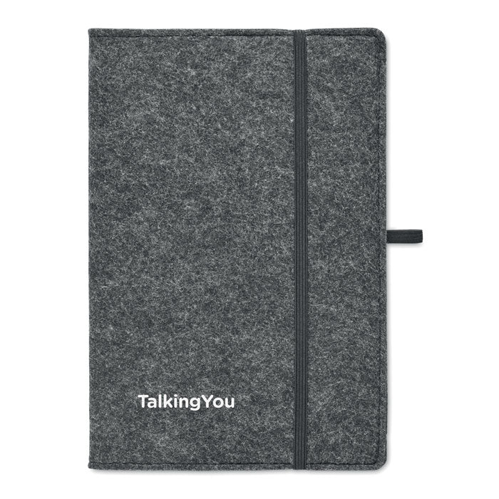 Branded A5 RPET Felt Cover Notebook without branding