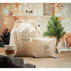 Branded Fairtrade Cotton Cosmetic Bag in use