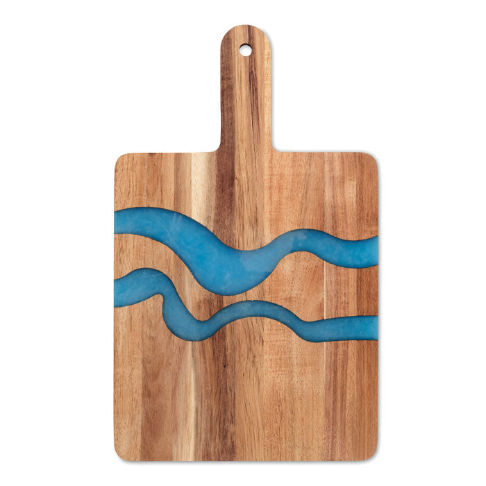 Branded Acacia Wood Serving Board with Resin Detail without branding