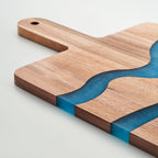Branded Acacia Wood Serving Board with Resin Detail without branding