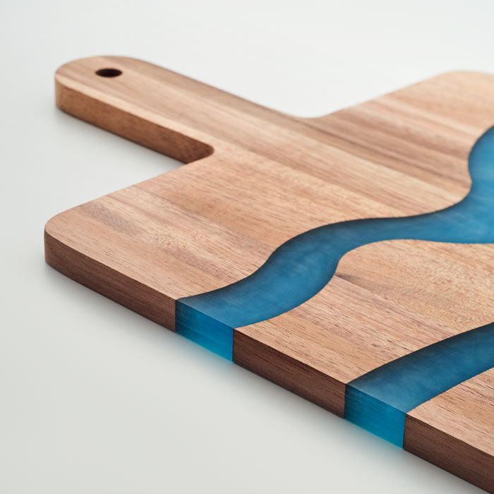 Branded Acacia Wood Serving Board with Resin Detail without branding