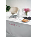 Branded Large Polyester Table Cloth 280 x 210cm in use