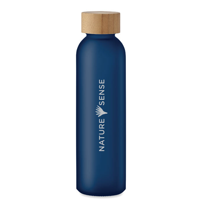 Branded Frosted Glass and Bamboo Water Bottle