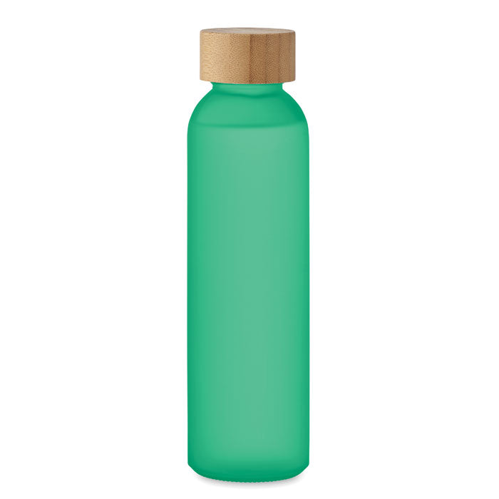 Frosted Glass Water Bottle with Bamboo Lid
