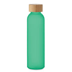 Branded Frosted Glass and Bamboo Water Bottle in Green