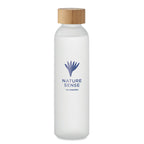 Branded Frosted Glass and Bamboo Water Bottle