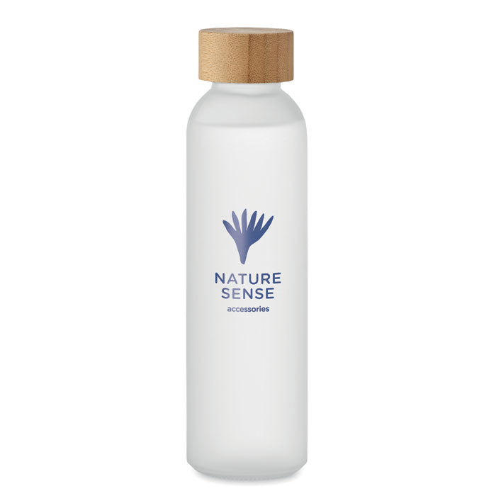 Branded Frosted Glass and Bamboo Water Bottle