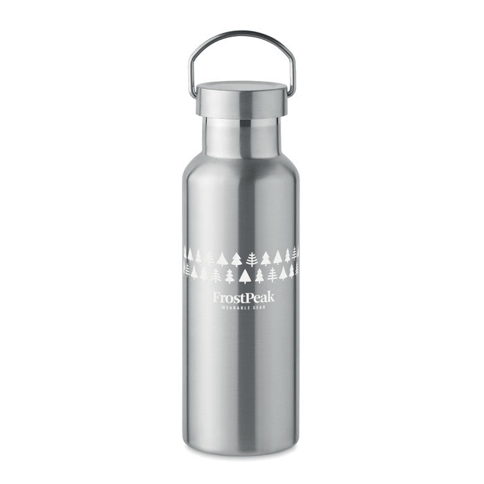 Branded Coloured Stainless Steel Water Bottle in Silver