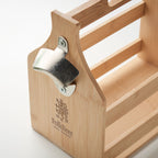 Branded Bamboo 6 Beer Crate with Bottle Opener without branding