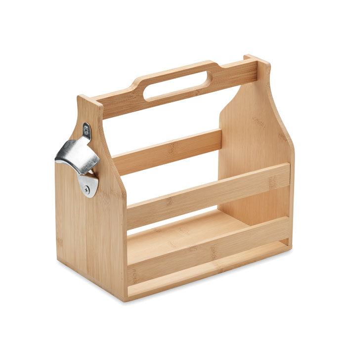Branded Bamboo 6 Beer Crate with Bottle Opener