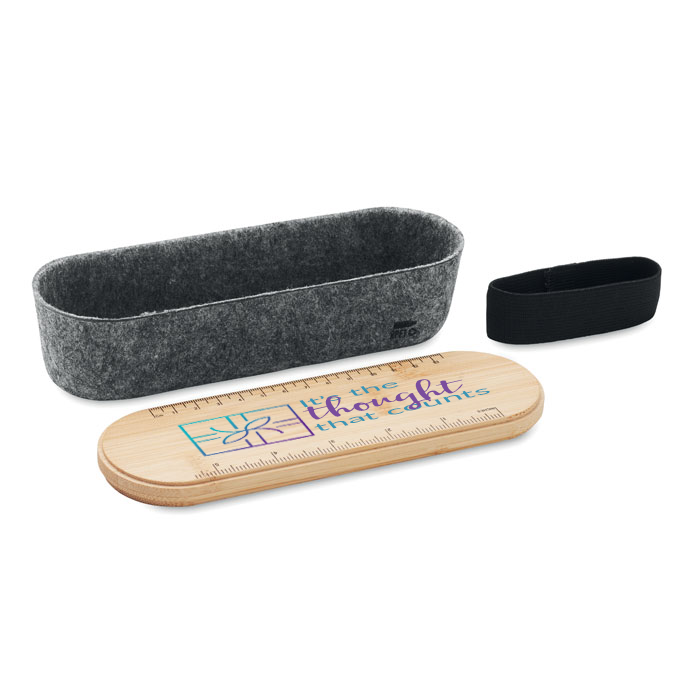 Branded Felt and Bamboo Pencil Case