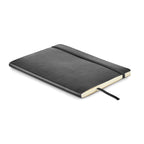 Branded A5 Recycled PU Notebook with Inner Pocket in Black