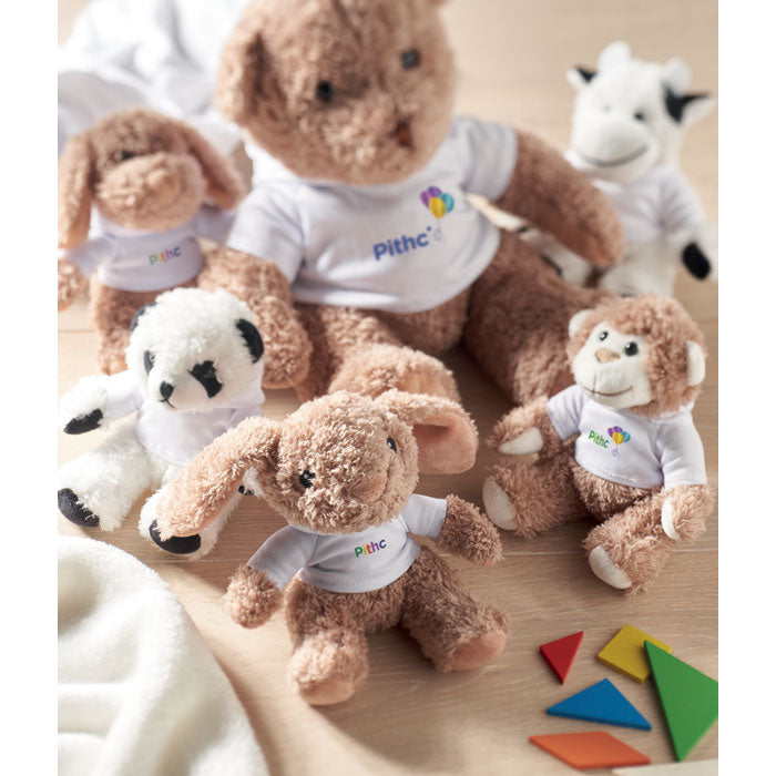 Branded Bunny Plush with Hoodie in use