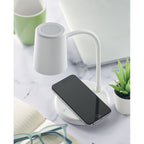 Branded Wireless Phone Charging Office Lamp with Speaker in use