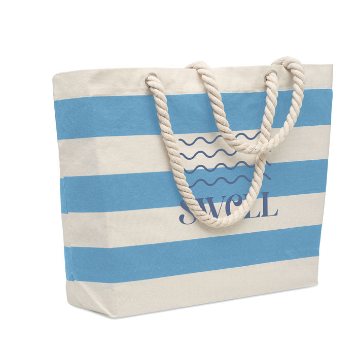 Branded Cotton Beach Bag in Blue