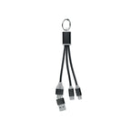 Branded 4 in 1 Aluminium Key Ring Charging Cable in Black