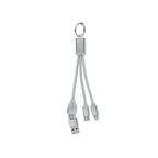 Branded 4 in 1 Aluminium Key Ring Charging Cable in Silver