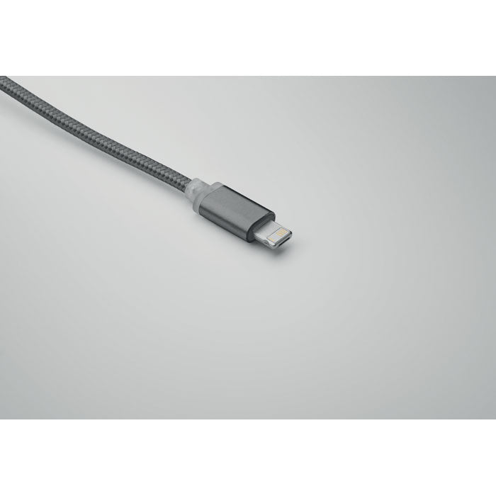 Branded 4 in 1 Aluminium Key Ring Charging Cable in use