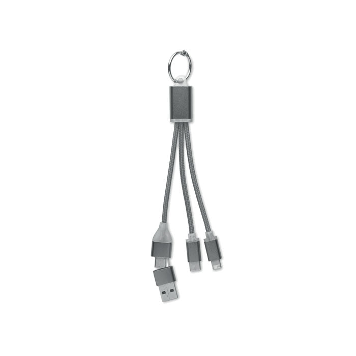 Branded 4 in 1 Aluminium Key Ring Charging Cable