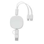 Branded Bamboo Retractable Multi USB Charging Cable without branding