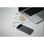 Branded Bamboo Retractable Multi USB Charging Cable without branding